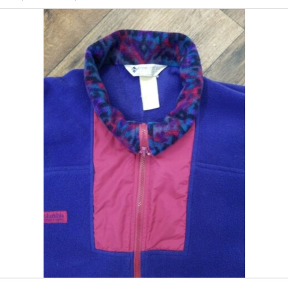 Vtg 90s Columbia Southwestern Aztec Fleece Jacket Coat - Picture 2 of 8